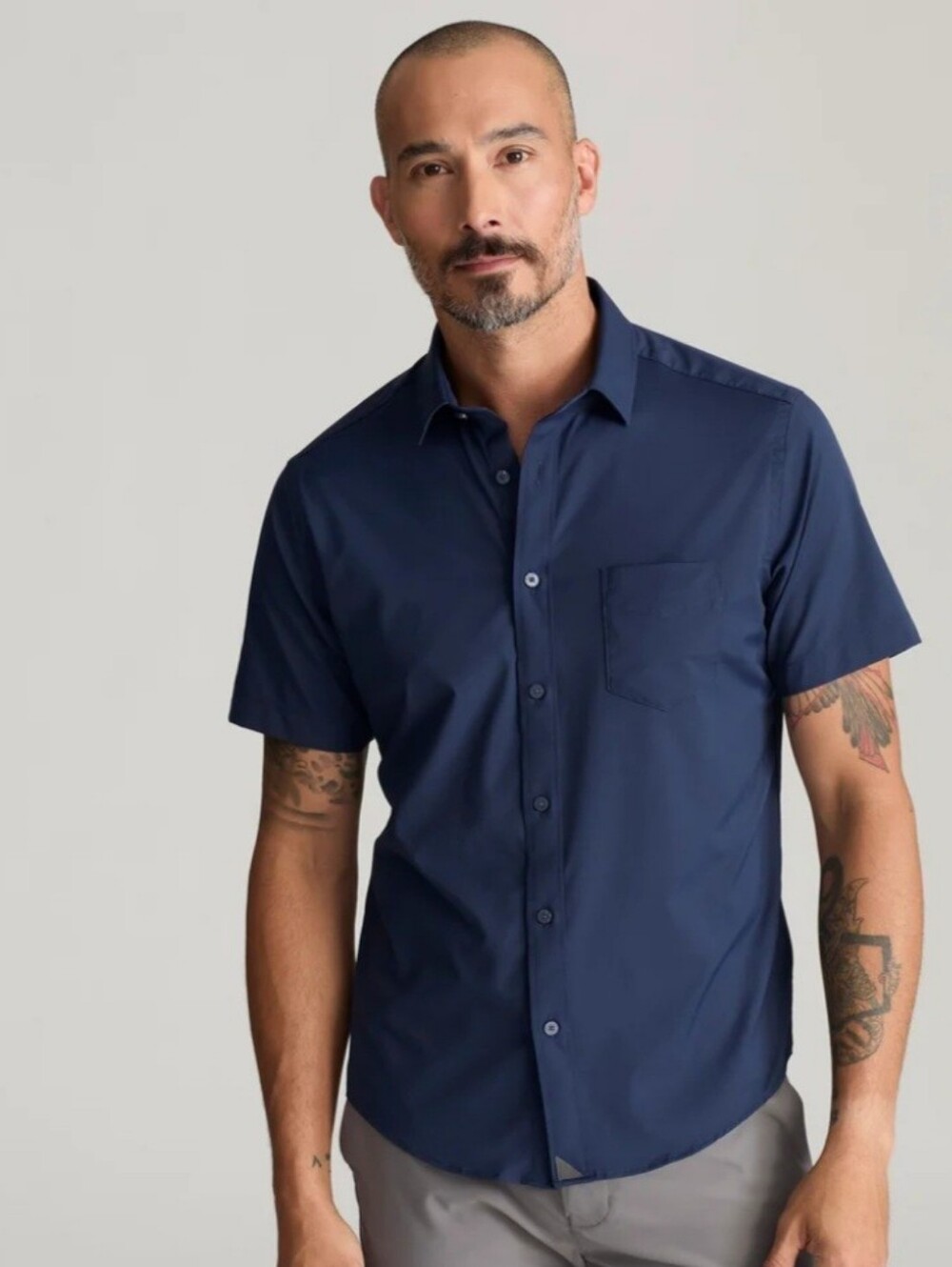 UNTUCKit Gironde SS Navy Short Sleeve Button Down Shirt Relaxed Fit Sz XL